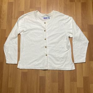 Vintage One Way White Cotton Button Up Shirt Women One Size Made in USA